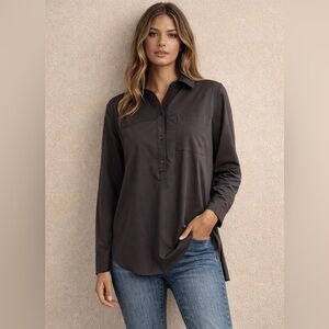 Lysse Charcoal Button-Up Blouse‎